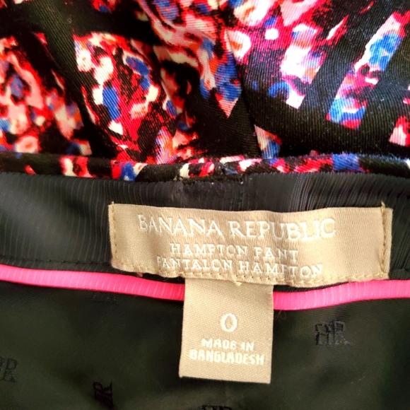 Banana Republic Hampton Fit Crop Ankle Pant Pink  Black Print Sz 0 - Picture 5 of 7